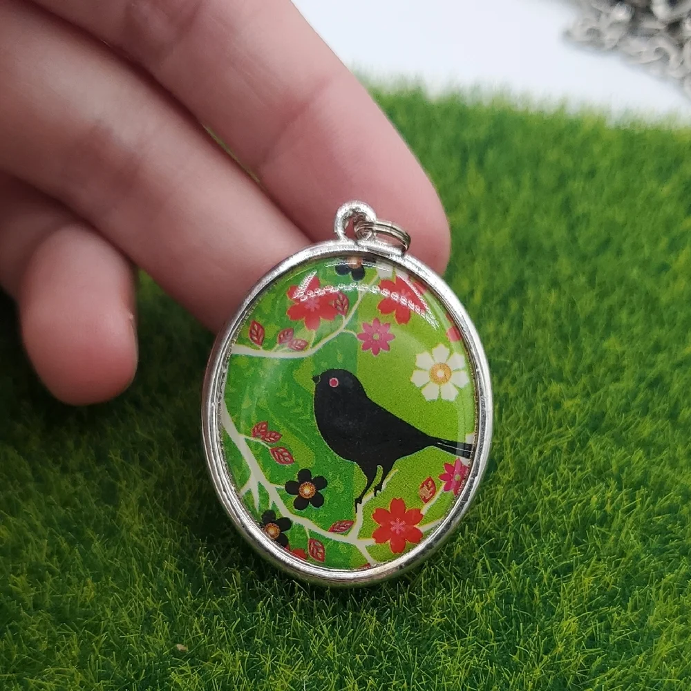 Double Sided Colorful Bird Pendant P401